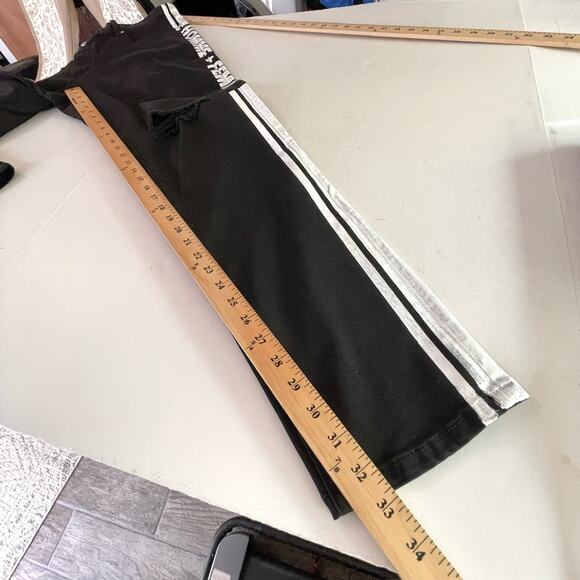 Homme + Femme NEW Skinny Distressed Jeans Mens Sz 40 Black White Logo Stripes - Picture 8 of 9